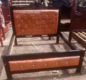 5*6 Brown Leather Bed- 1