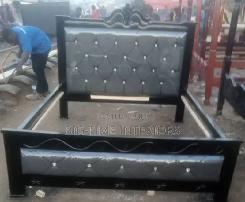 5by6 Gray Leather Bed- 9