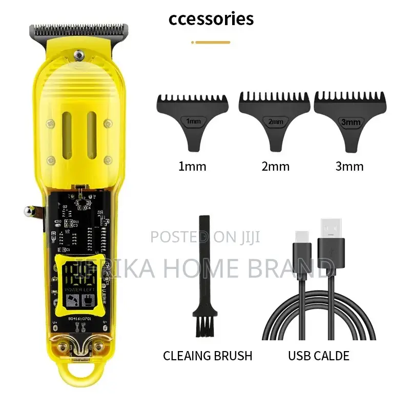 Transparent Professional LCD Display Electric Hair Clipper