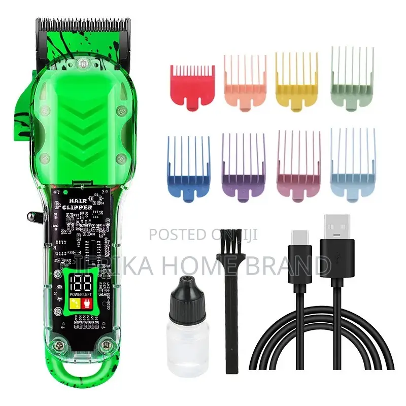 Transparent Professional LCD Display Electric Hair Clipper