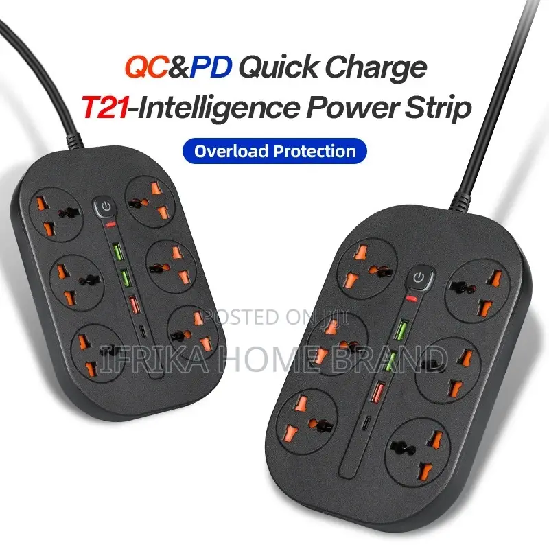 3000W Universal Power Strip Socket Extension Cable USB