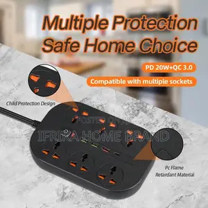 3000W Universal Power Strip Socket Extension Cable USB