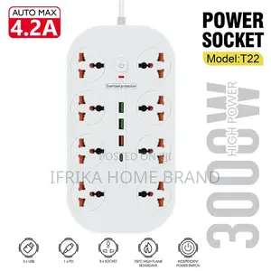 3000W Universal Power Strip Socket Extension Cable USB