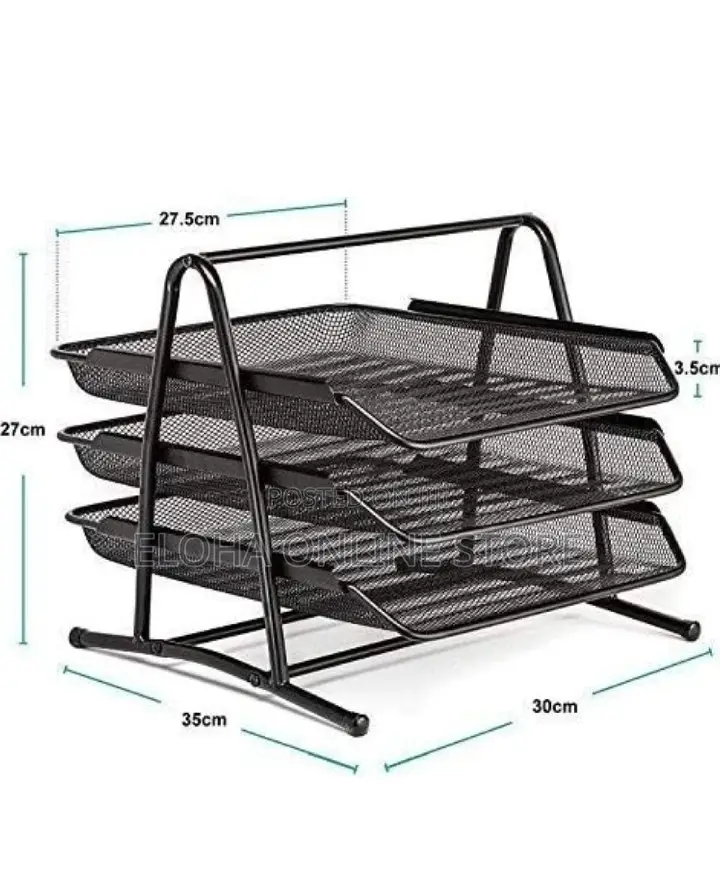 3-Trays Mesh Desktop Storage Rack