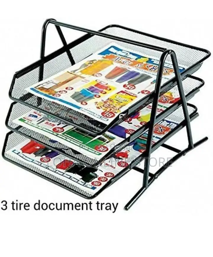 3-Trays Mesh Desktop Storage Rack