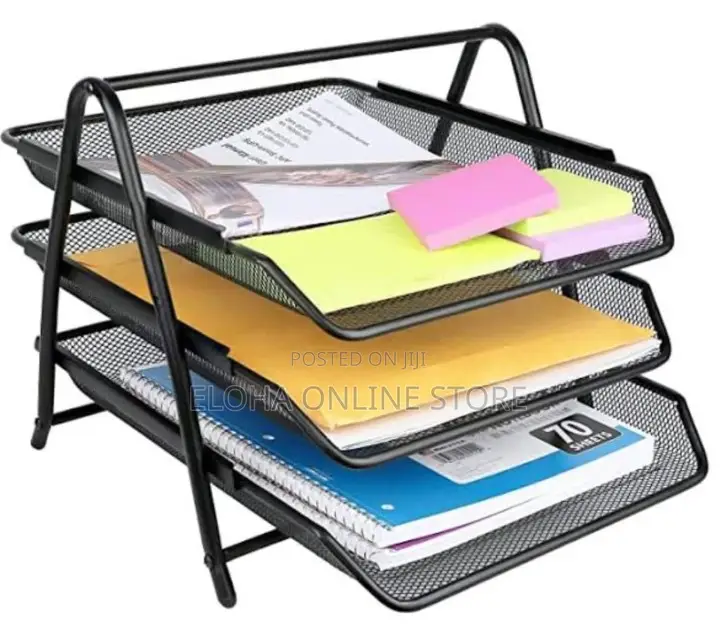3-Trays Mesh Desktop Storage Rack