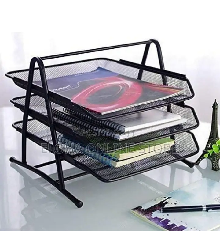 3-Trays Mesh Desktop Storage Rack