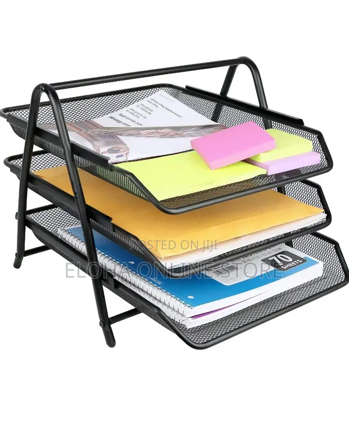 3-Trays Mesh Desktop Storage Rack