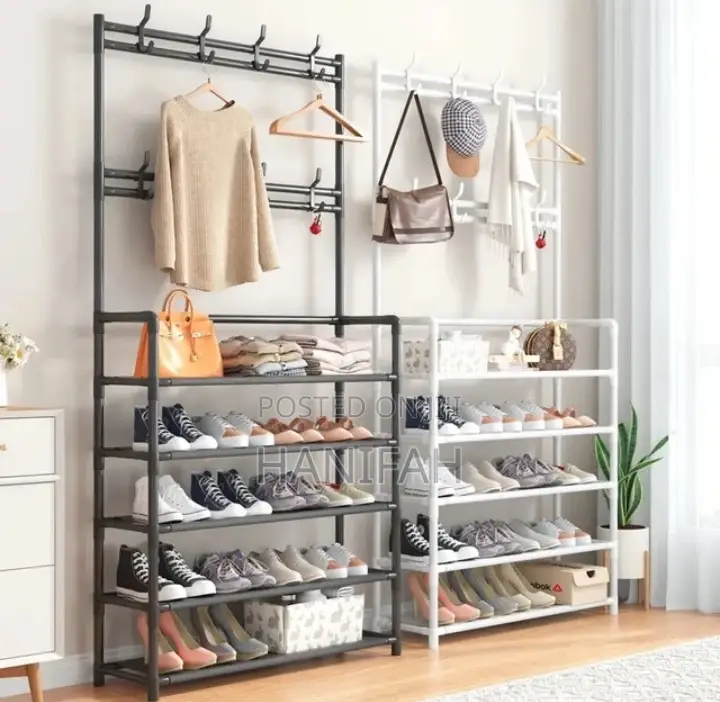 5 Tiers Coat Rack Shoe Rack Organizer