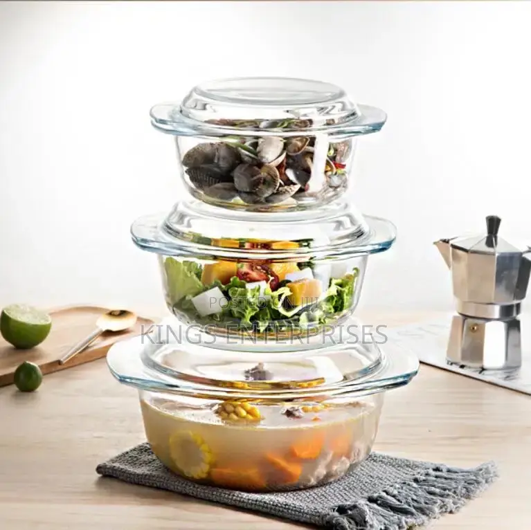 3pc Glass Serving Dishes Set