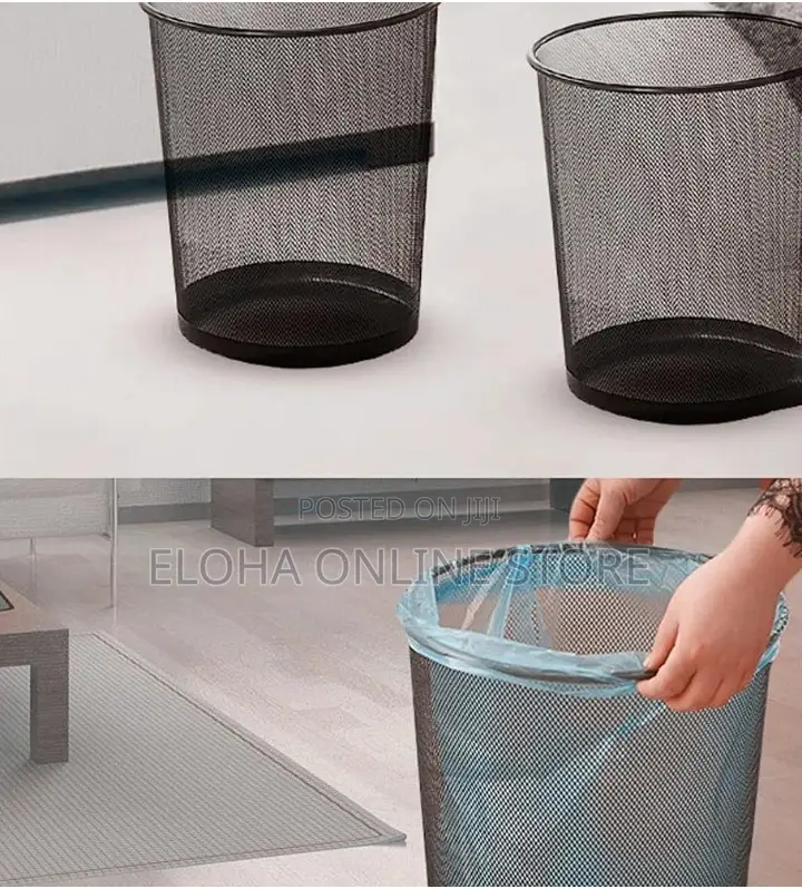 Metal Mesh Waste Basket Round Trash