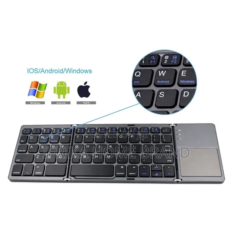 Rechargeable Foldable Bluetooth Keyboard Touchpad Portable