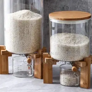Glass Food Dispenser With Airtight Bamboo Lid