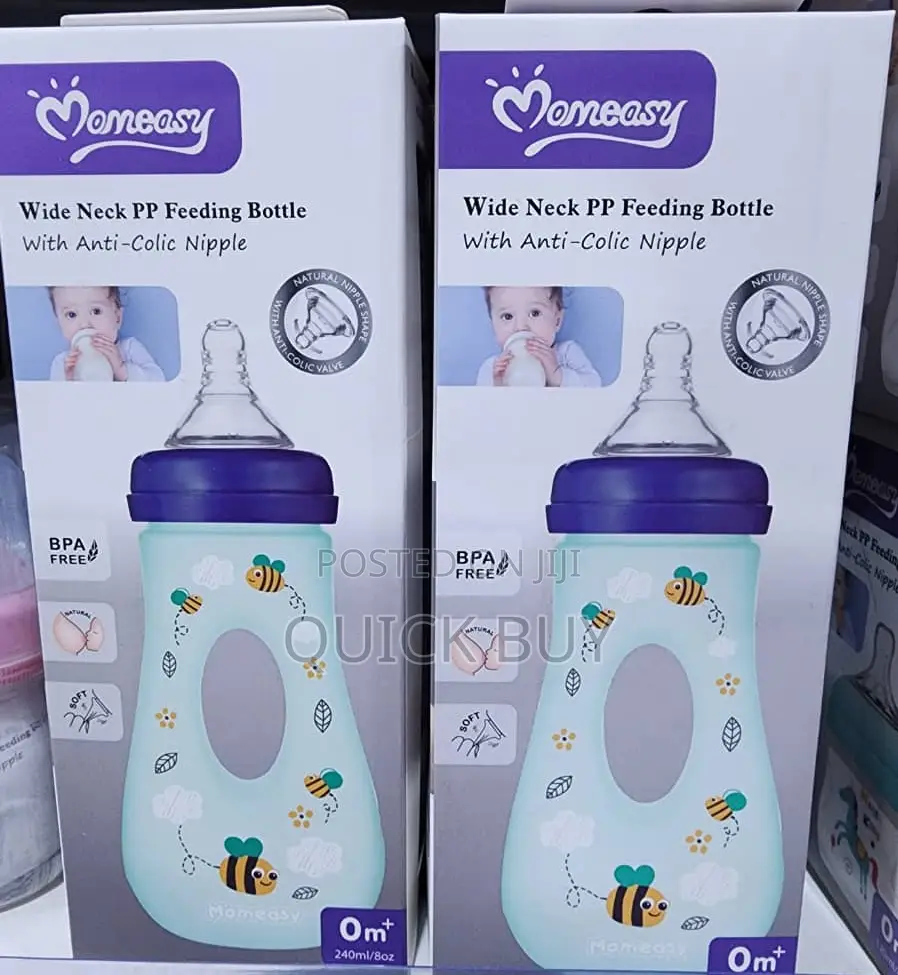 Mom Easy 2 Baby Feeding Bottles 240ml Wide Neck