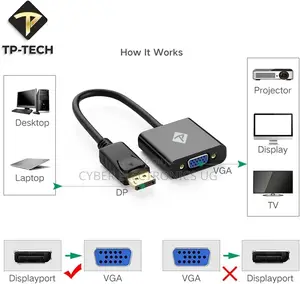Dp (Displayport) to Vga Adapter Male to Female Convertor