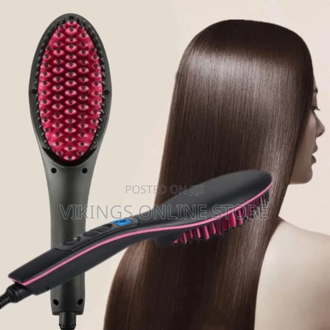 2 in 1 Electric Hair Straightening Curling Iron-Black Pink