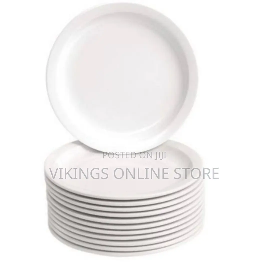 12 Pieces Melamine Dinner Plates With a Unique Design-White