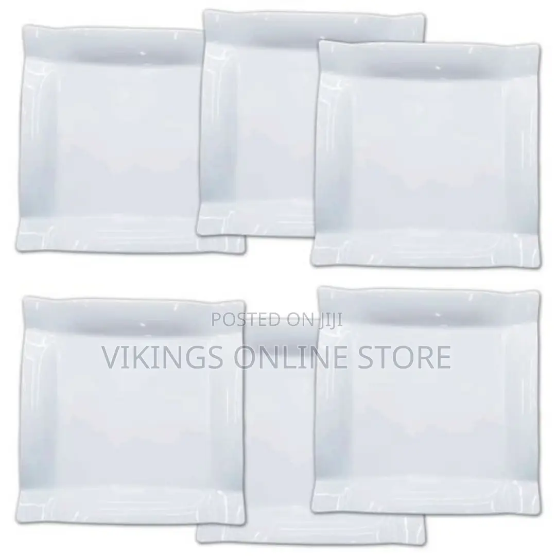 6 Pieces Melamine Square Dinner Plates - White