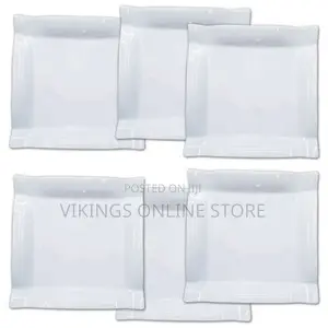 6 Pieces Melamine Square Dinner Plates - White