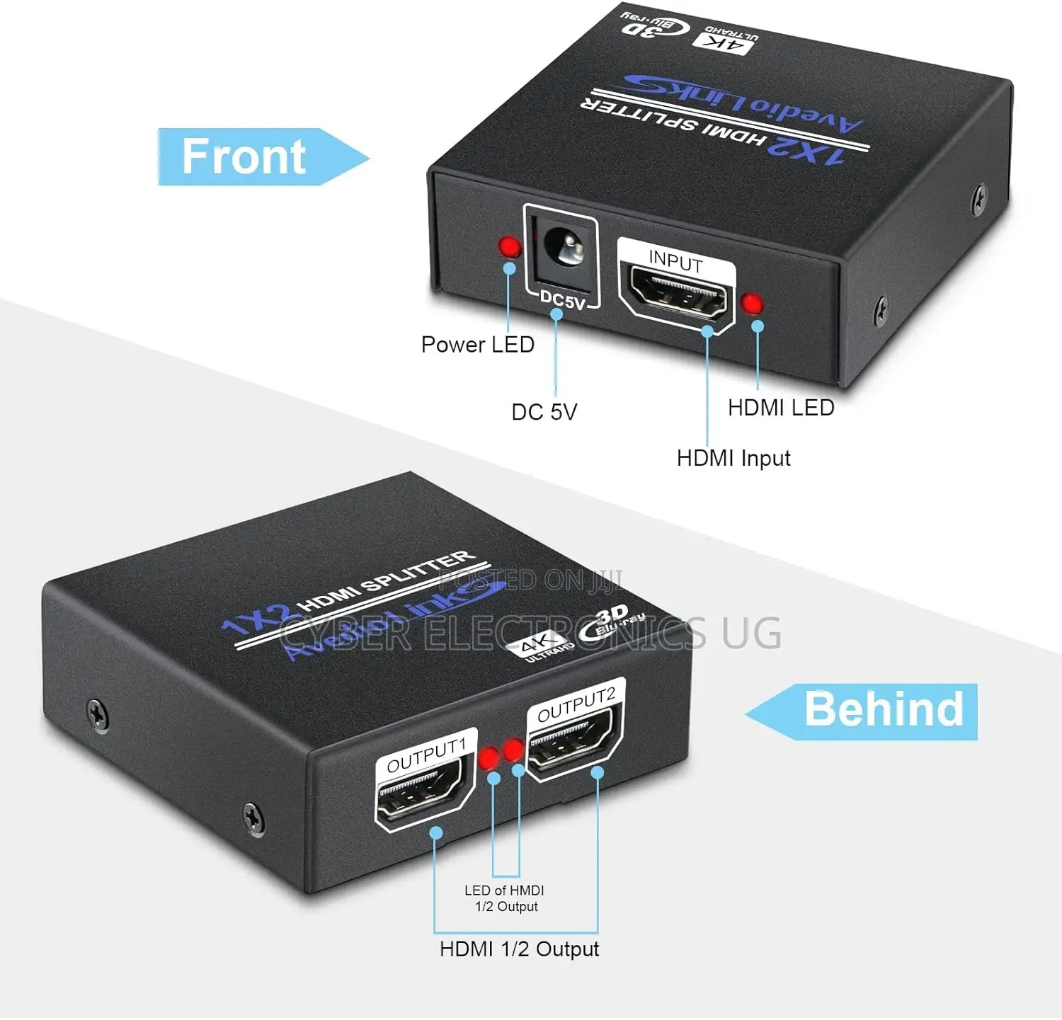 HDMI Splitter 1 in 2 Out Hdmi Splitter 1x2 Supports Full HD