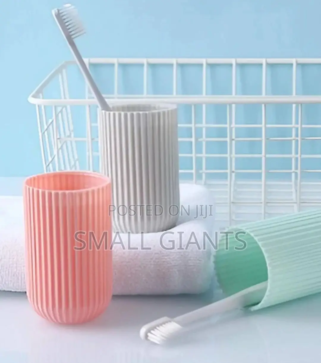 Simple Toothbrush Cup Set With Toothpaste Holder