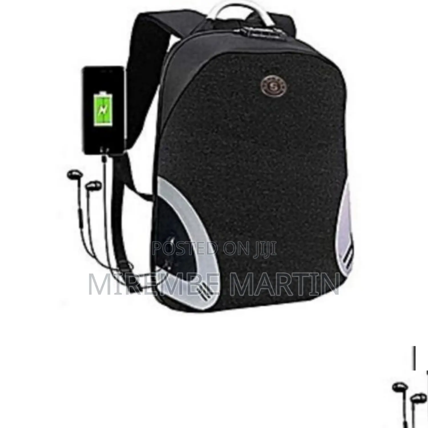 Men's Designer Anti Theft Laptop Bag Black and Grey.