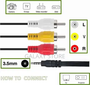 AV a/v 3.5mm Mini Plug to 3 RCA Audio Video Cable Cord Lead