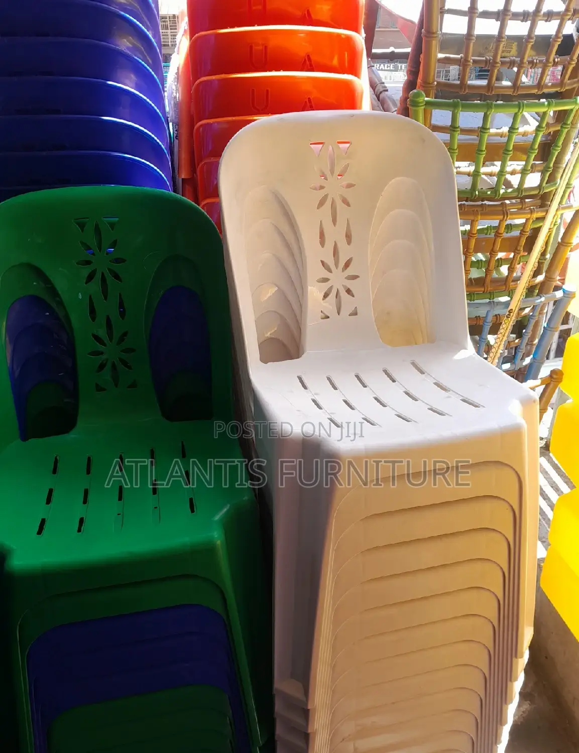 Front Flower Design Plastic Chairs