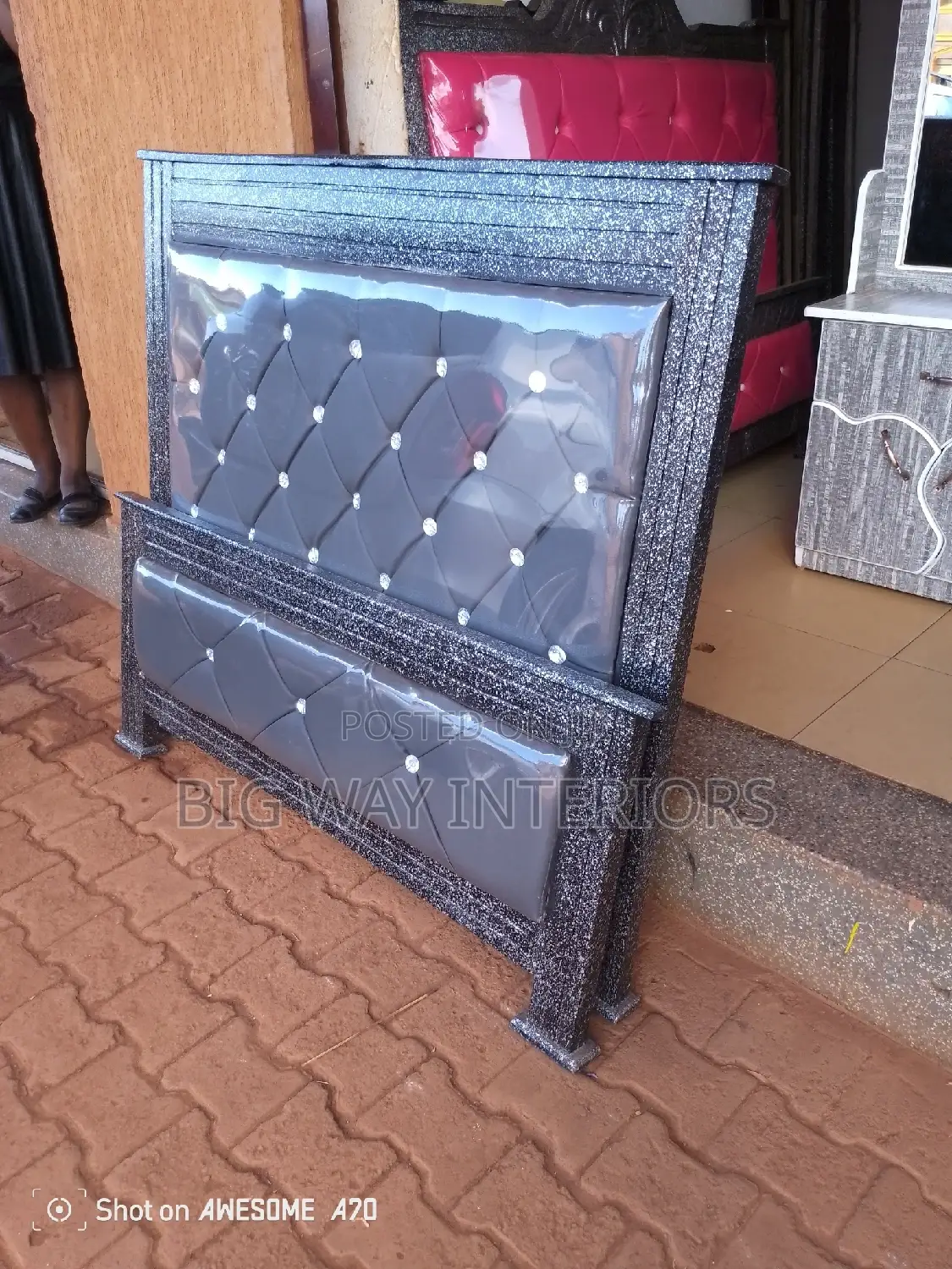Gray Leather Bed 4by6 B4