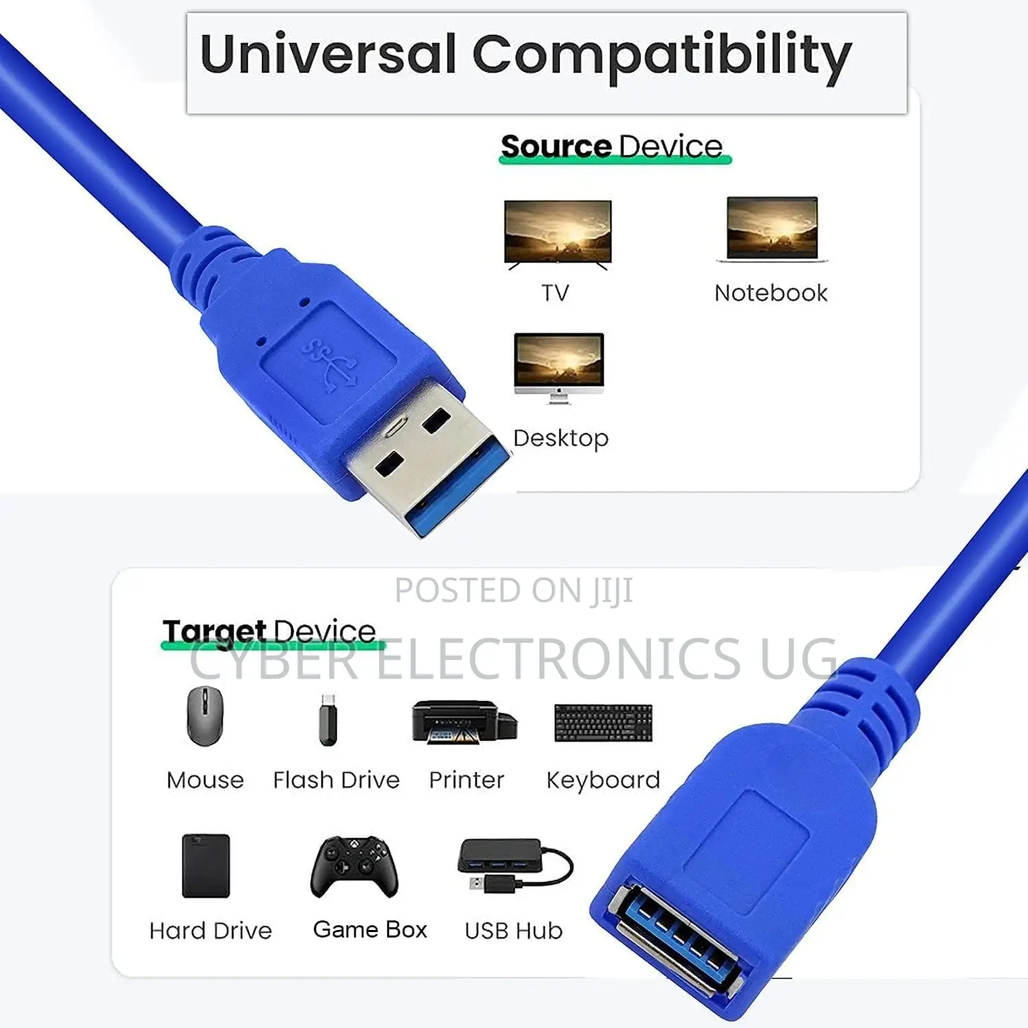 USB3.0 Male 2 Female Extension Cable High Speed Data Transfe