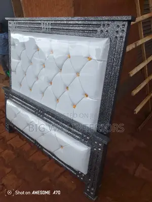 4by6 White Leather Bed B8