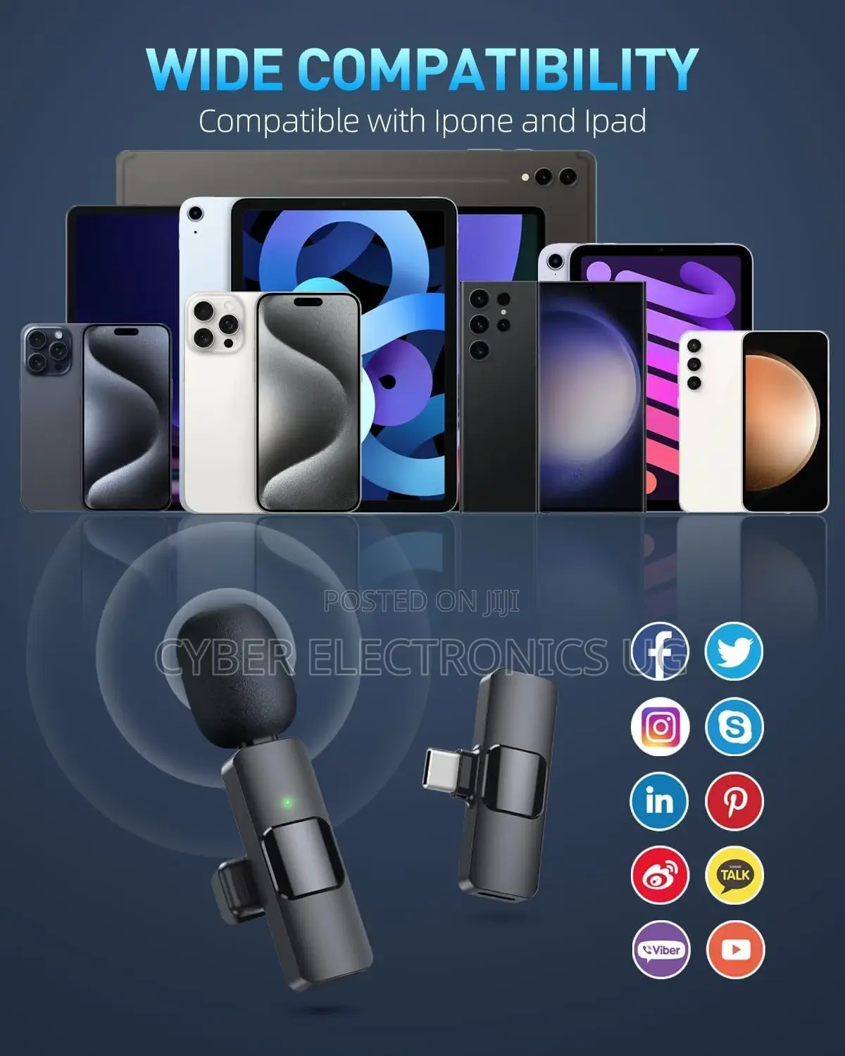 2 Pack Wireless Lavalier Microphone for iPhone and Type C