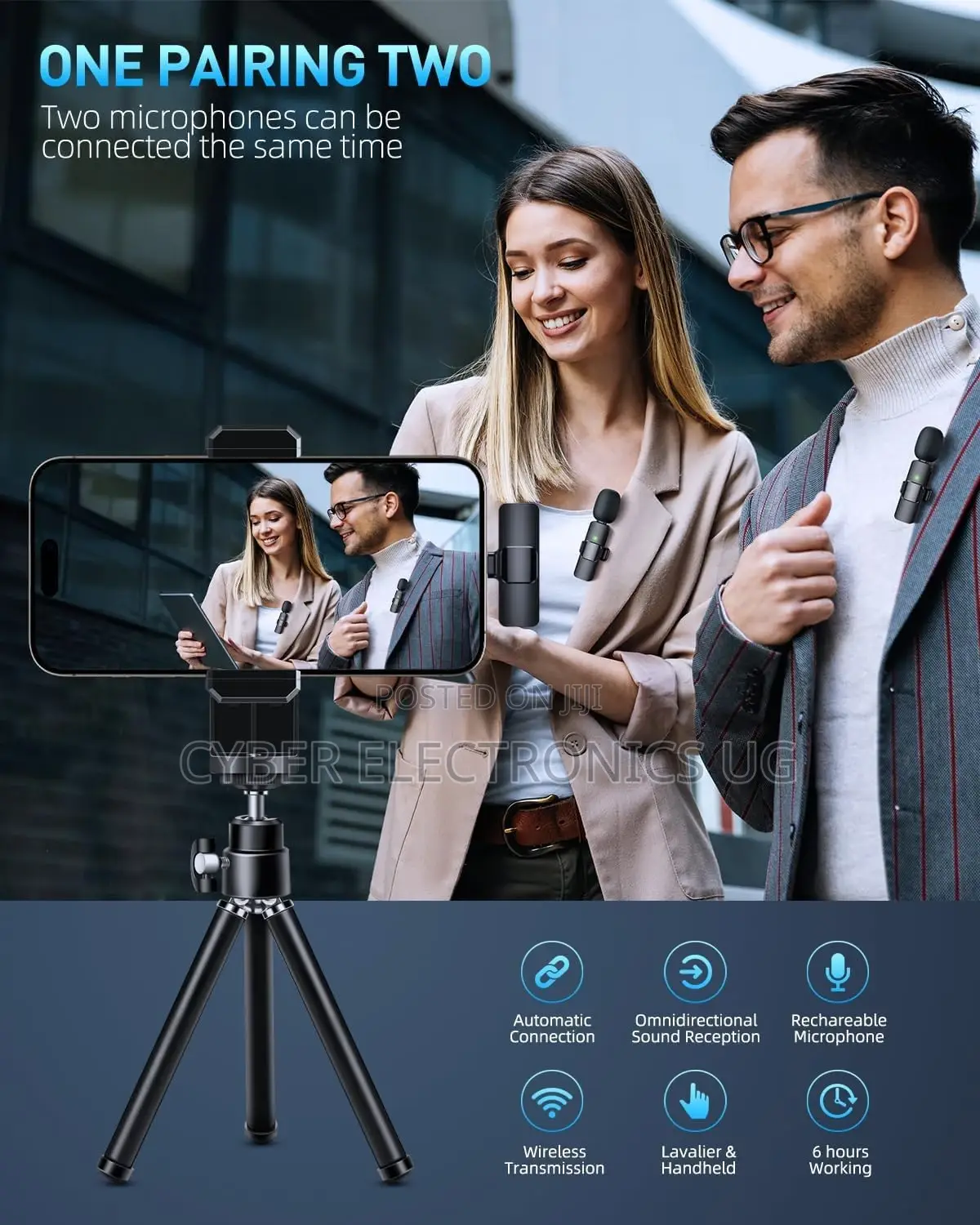 2 Pack Wireless Lavalier Microphone for iPhone and Type C