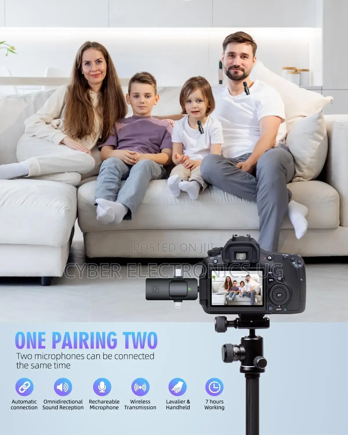 3 in 1 Wireless Lavalier Microphones for iPhone iPad Android