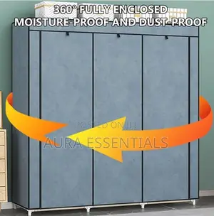 Portable Wooden Frame Canvas Wardrobe