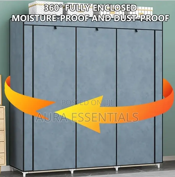 Portable Wooden Frame Canvas Wardrobe