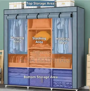 Portable Wooden Frame Canvas Wardrobe