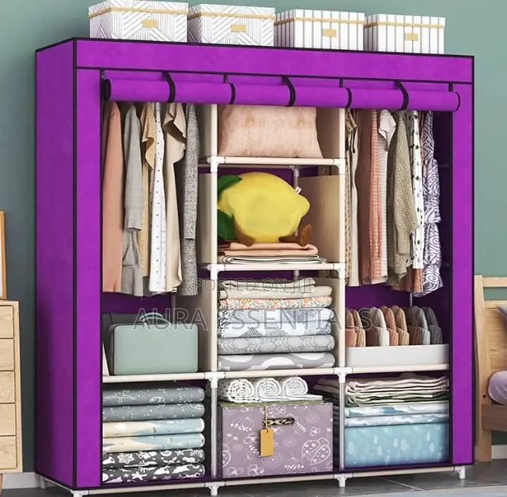 Portable Wooden Frame Canvas Wardrobe