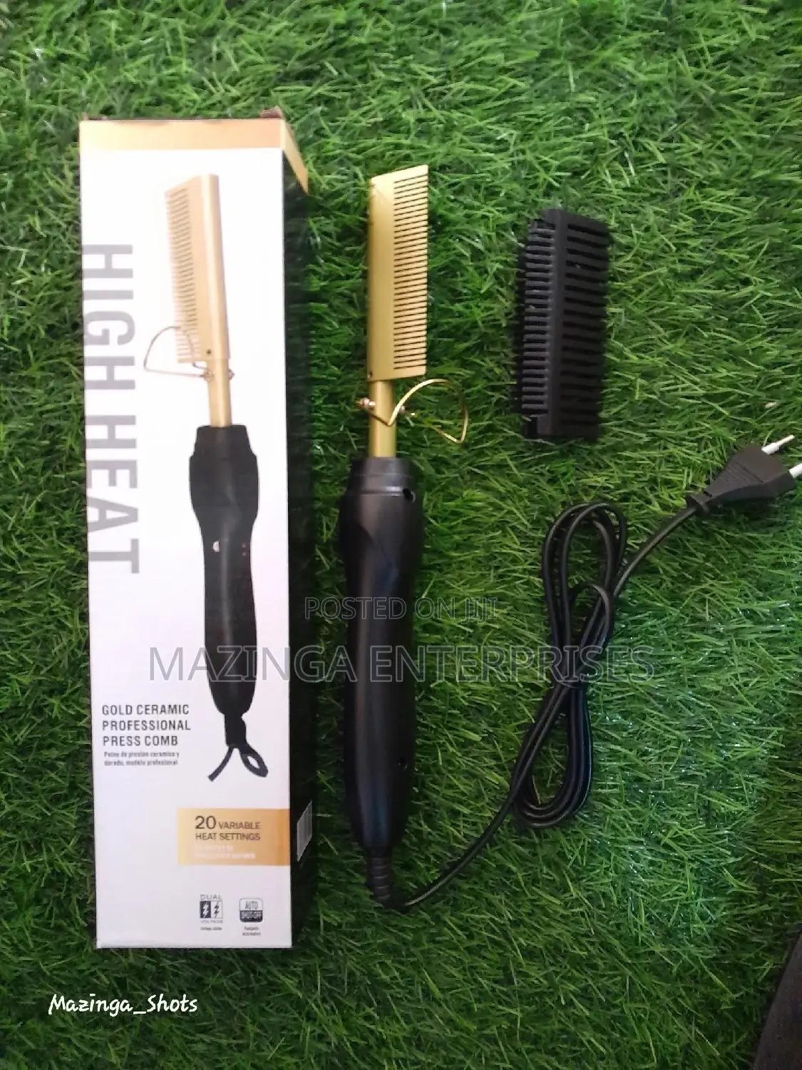 High Heat Gold Ceramic Professional Press Comb