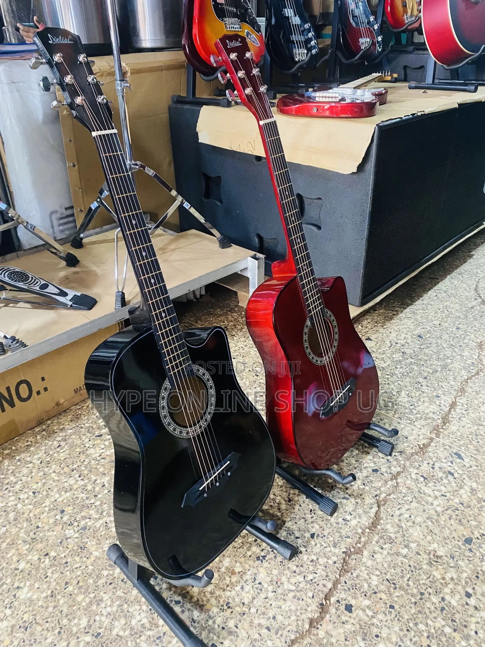 Black and Marun Acoustic Guitars