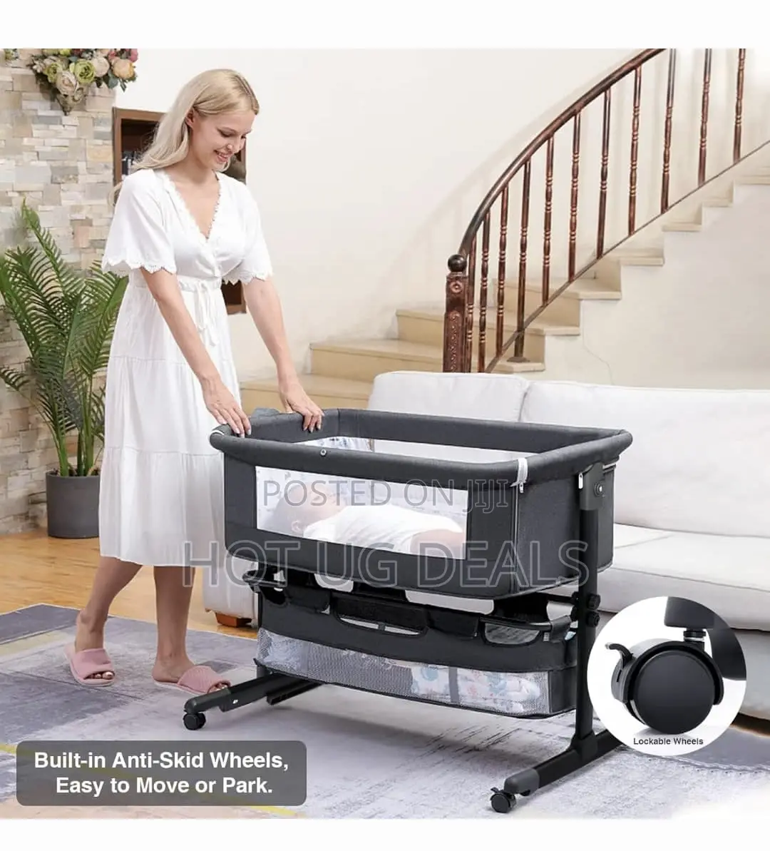 Baby Bassinet Bedside Sleeper Crib With Storage Basket