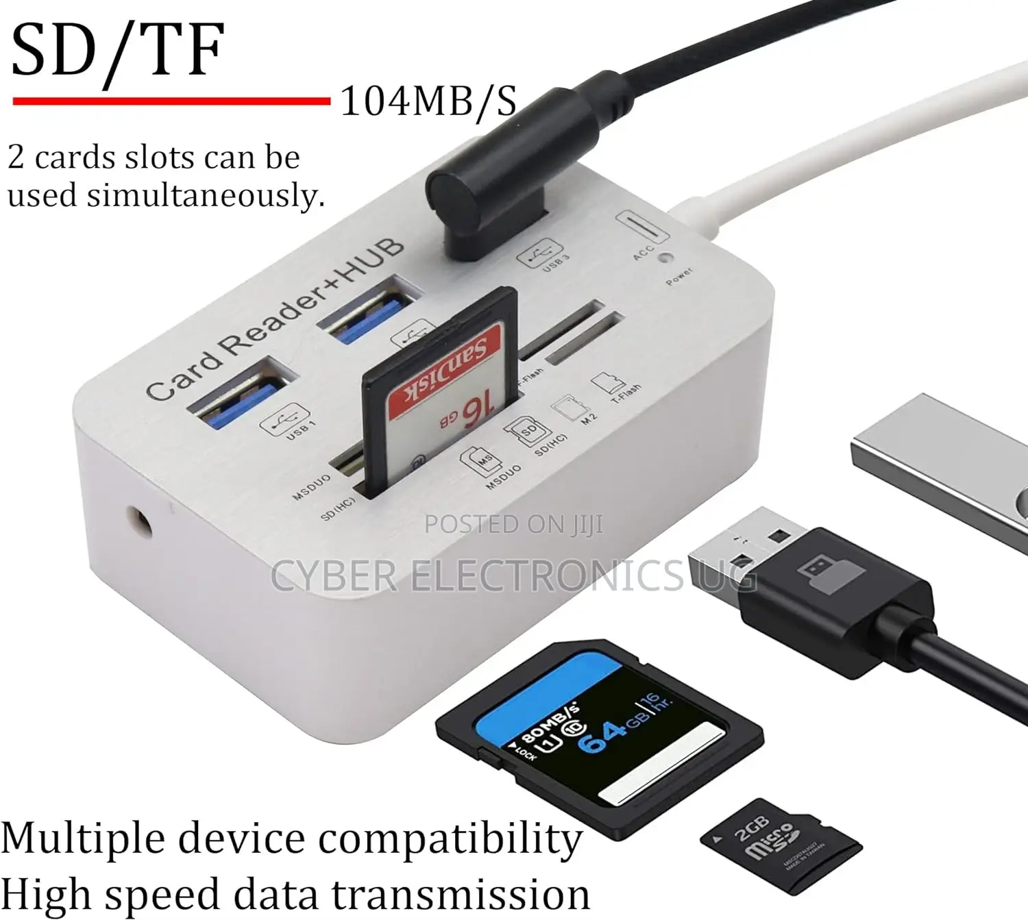 Type C 3.1 Card Reade Adapter to 3 Port USB 3.0 Hub