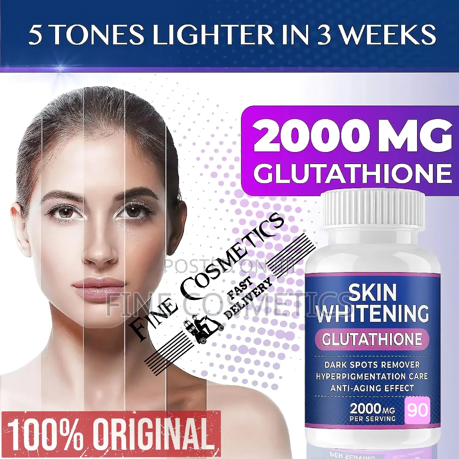 GLUTATHIONE WHITENING PILLS 2000mg Effective Skin Lightening