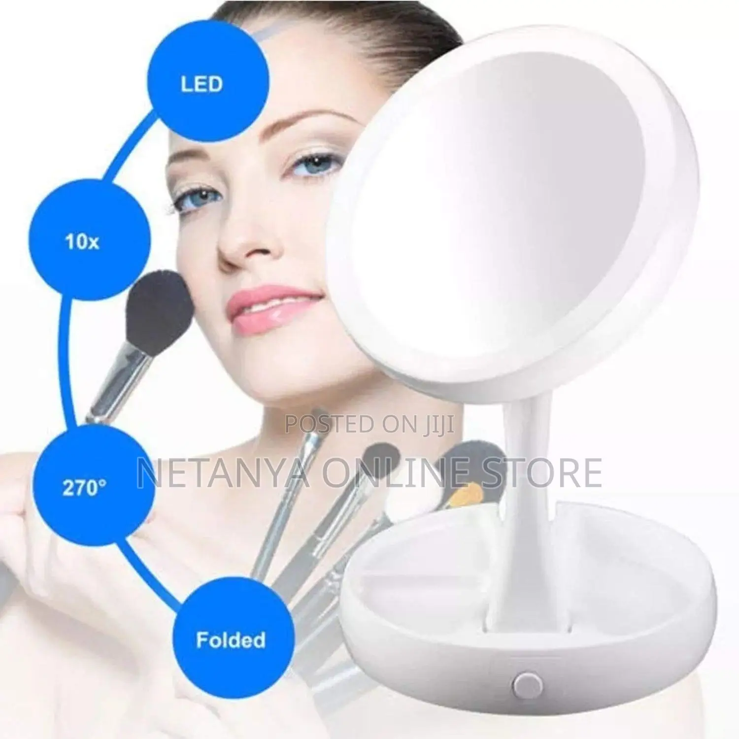 Folding Mirror With Led Light