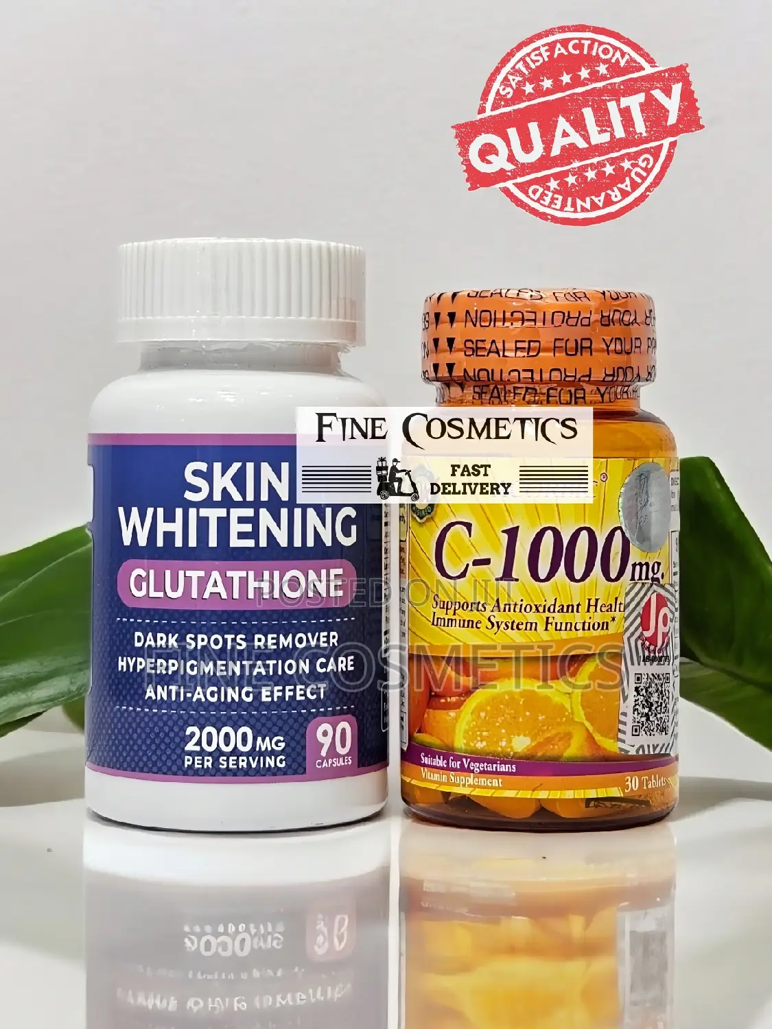 Glutathione and Vitamin C Whitening Pills Skin Lightening