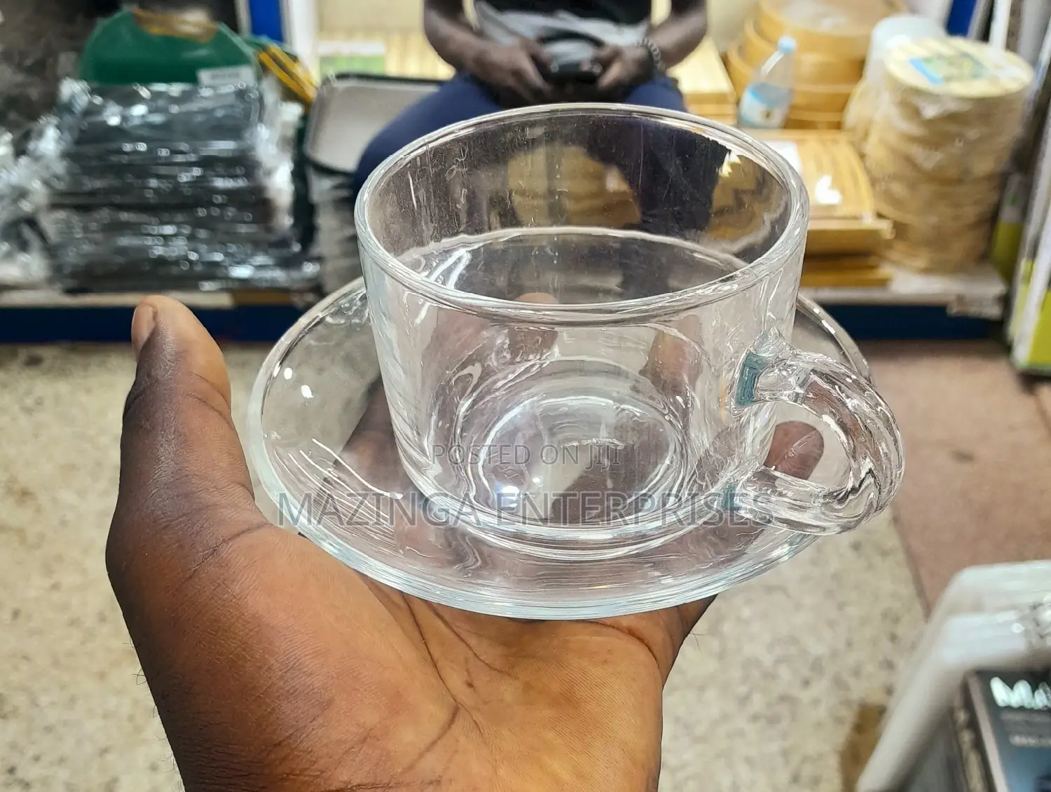 6pcs Glass Coffee Tea Cup With Saucer