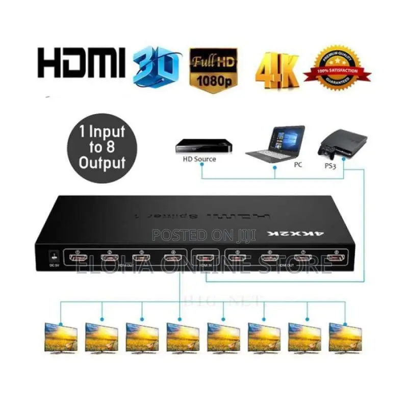 Hdmi Splitter 8 Port (1 Input to 8 Output) Converter