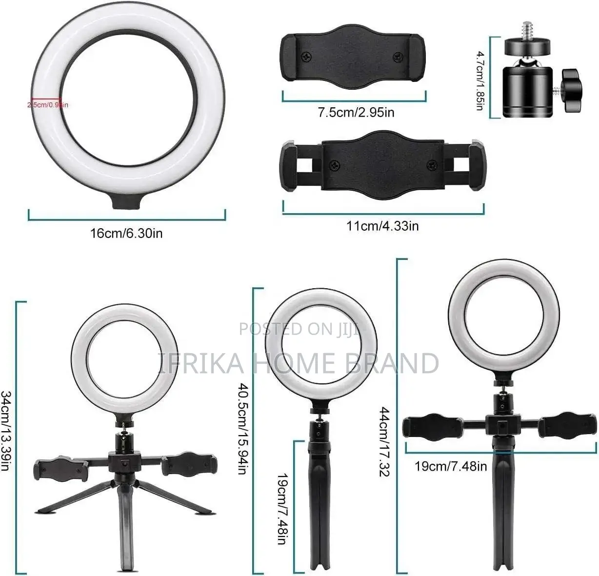Desktop Ring Light Kit With Tripod Stand With 2 Phone Holder
