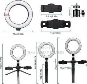 Desktop Ring Light Kit With Tripod Stand With 2 Phone Holder