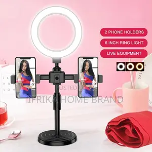 Desktop Ring Light Kit With Tripod Stand With 2 Phone Holder